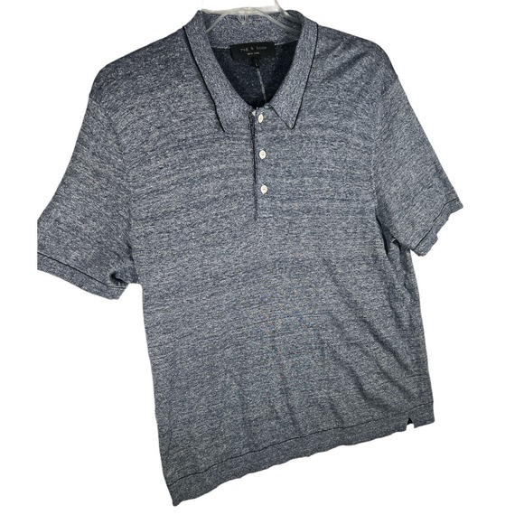 Rag & Bone Polo Shirt Mens Extra Large Gray Standard Issue Heather Short Sleeve - Picture 3 of 4